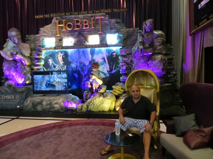 The movie theatres in Bangkok have way more elaborate Coming Soon movie "posters" such as this Hobbit display with throne and all.