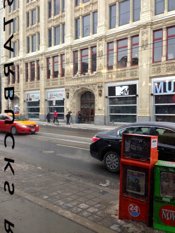 Waiting at Starbucks across the street from CTV Studio for the doors to open at 9am.