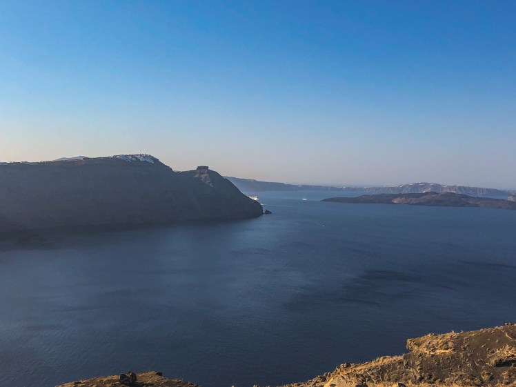A view of Imerovigli, Santorini in the early morning.